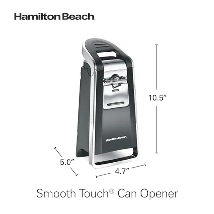 Hamilton Beach Smooth Touch Electric Automatic Can Opener with Easy Push Down Lever, Eliminates Sharp Edges, Opens All Standard-Size and Pop-Top Cans, Extra Tall, Black and Chrome (76606AG) by Hamilton Beach - Image 7