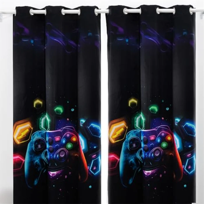 NTBED Galaxy Game Console Blackout Curtains Drapes for Kids Bedroom Play Room 2 Panels Darkening Grommets Window Treatment, 42Wx63L, Black by NTBED - Image 3