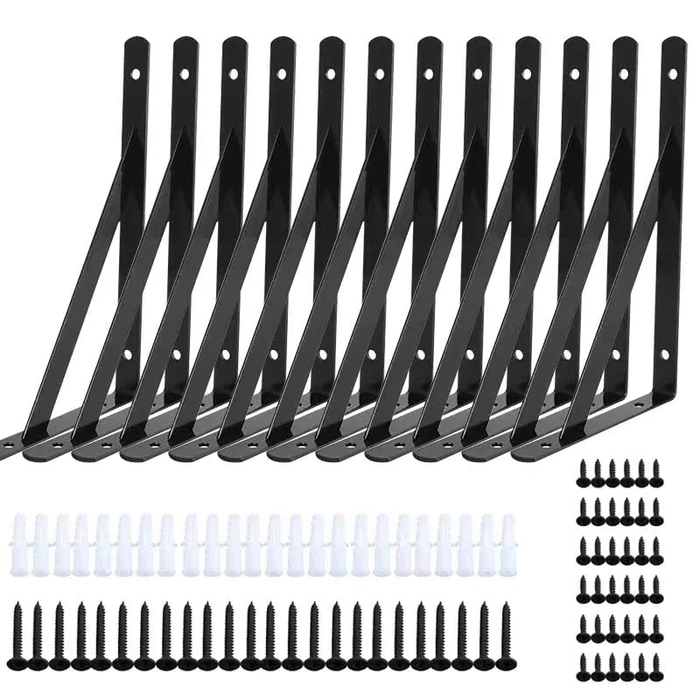 MONSKY 12 Pcs 6 inch Heavy Duty Shelf Brackets Triangle Bracket Metal Shelving Brackets Support for Kitchen Bookshelf Home Decoration by MONSKY - Used - Very Good condition - CA$22.44