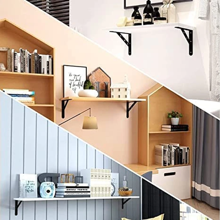 MONSKY 12 Pcs 6 inch Heavy Duty Shelf Brackets Triangle Bracket Metal Shelving Brackets Support for Kitchen Bookshelf Home Decoration by MONSKY - Image 5