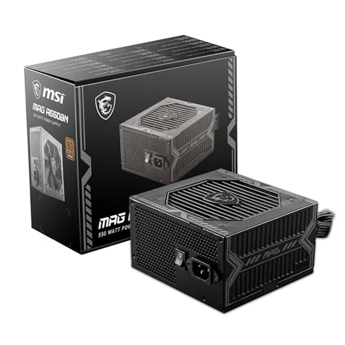 MSI MAG A550BN, Non-Modular Compact 550W Power Supply, 80+ Bronze, Low-Noise Fan, Active PFC Design, 5 Year Warranty by MSI - Used - Like New condition
