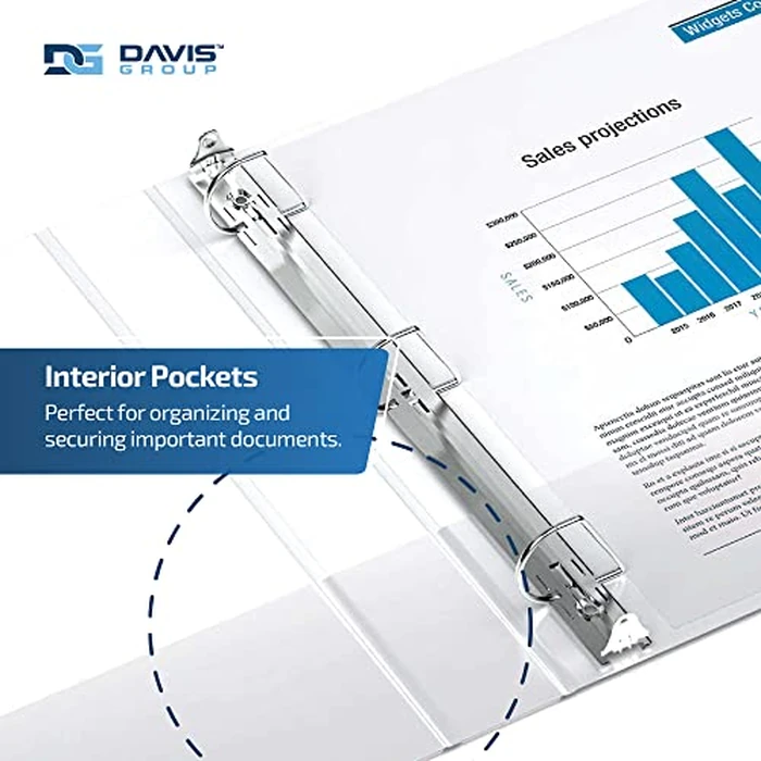 Easyview Premium Angled D-Ring 5-Inch Binders with Clear-View Covers, Customizable 3-Ring Binders for School, Office, or Home, Pack of 1, White by Davis Group - Image 5