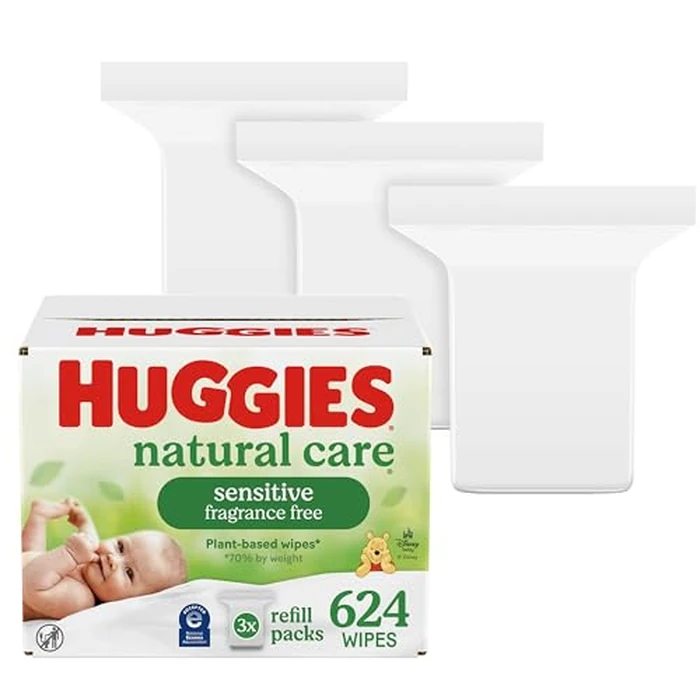 Huggies Natural Care Sensitive Baby Wipes, Hypoallergenic, 99% Purified Water, 3 Refill Packs (624 Wipes Total) by HUGGIES - Used - Like New condition - US$18.99