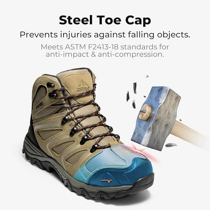 NORTIV 8 Men's Industrial Boots - Classic Comfort,Size 9,Taupe,160448_M-STEEL by NORTIV 8 - Image 3