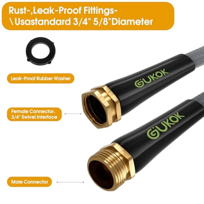 GUKOK Garden Hose 100 FT, Non-Expanding Water Hose, Ultra-Light & Flexible, Burst-Resistant, Kink-Free, High-Pressure Garden Hose All-Weather Use for Lawns, Gardens, and Outdoor Cleaning by GUKOK - Image 3