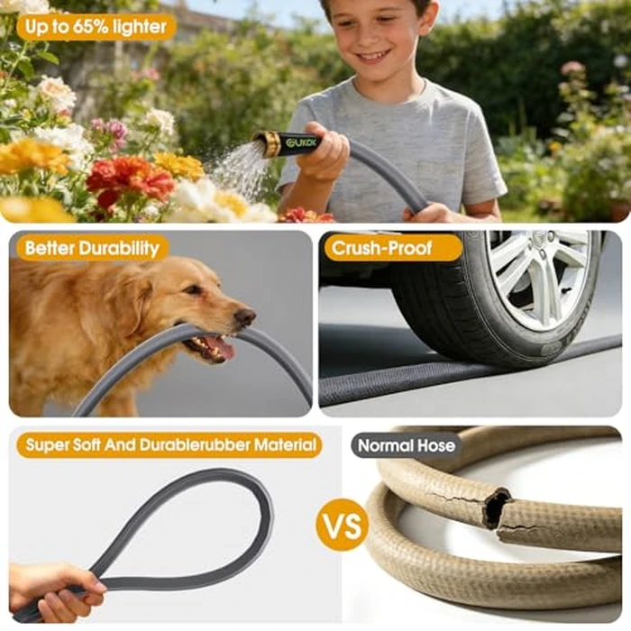 GUKOK Garden Hose 100 FT, Non-Expanding Water Hose, Ultra-Light & Flexible, Burst-Resistant, Kink-Free, High-Pressure Garden Hose All-Weather Use for Lawns, Gardens, and Outdoor Cleaning by GUKOK - Image 4