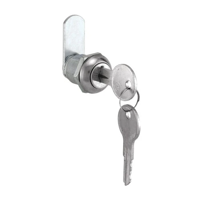 Prime-Line U 9941KA Diecast Keyed Alike Drawer and Cabinet Lock, 3 Cams, Trim Collar, 2 Washers, 2 Keys and Fasteners, 5/8” Length for 5/16” Max Panel Thickness, Stainless Steel (Set of 1) by Defender Security - Image 1