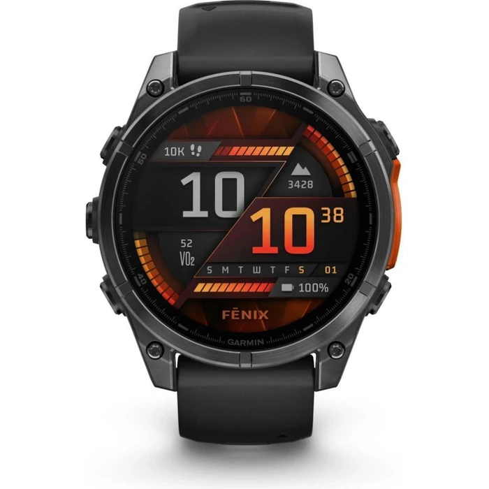 Garmin Fenix 8 Smartwatch - 32GB - 51mm - Slate Gray AMOLED Edition (Polymer) Case with Black Silicone Silicone Band by Garmin - Refurbished - Acceptable condition