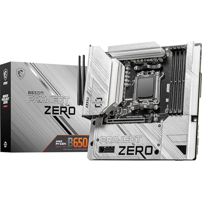 MSI B650M Project Zero Gaming Motherboard (AMD Ryzen 9000/8000/7000 Series Processors, AM5, DDR5, PCIe 4.0, M.2 Slots, SATA 6Gb/s, USB 3.2 Gen 2, HDMI/DP, Wi-Fi 6E, Bluetooth 5.3, 2.5Gbps LAN, mATX) by msi - Used - Like New condition - US$150.14