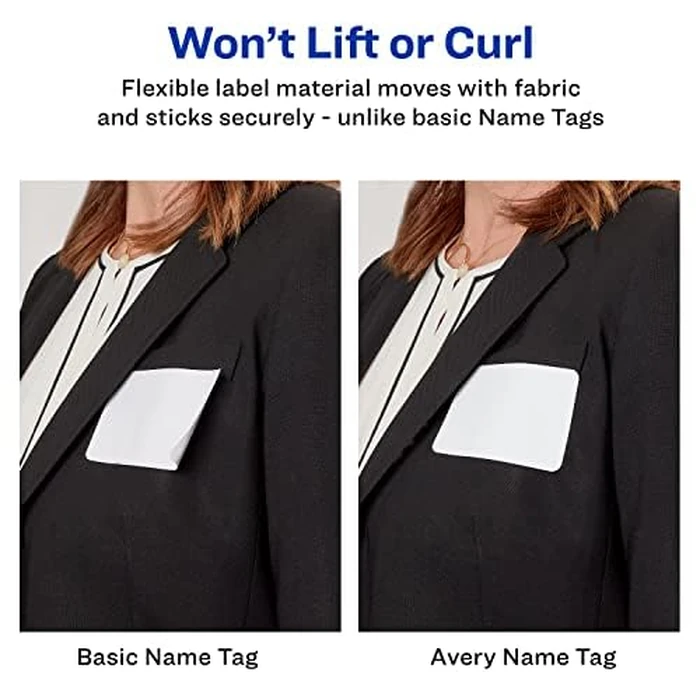 AVERY Flexible Name Badges for Laser and Inkjet Printers, 3-3/8" x 2-1/3", Matte White, Rectangle, 400 Pack (5395) by Avery - Image 5