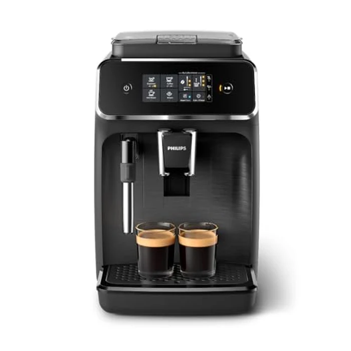 Philips 2200 Series Fully Automatic Espresso Machine, Classic Milk Frother, 2 Coffee Varieties, Intuitive Touch Display, 100% Ceramic Grinder, AquaClean Filter, Aroma Seal, Black (EP2220/14) by Philips - Image 1