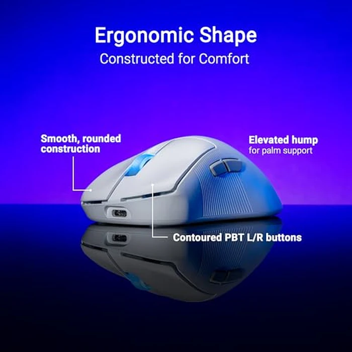 ASUS ROG Keris II Ace Wireless Gaming Mouse - Right-Handed Ergonomic, 54g, Tri-Mode Connectivity, 42K DPI, up to 107Hr Battery, PC/Mac Support - White by ASUS - Image 1