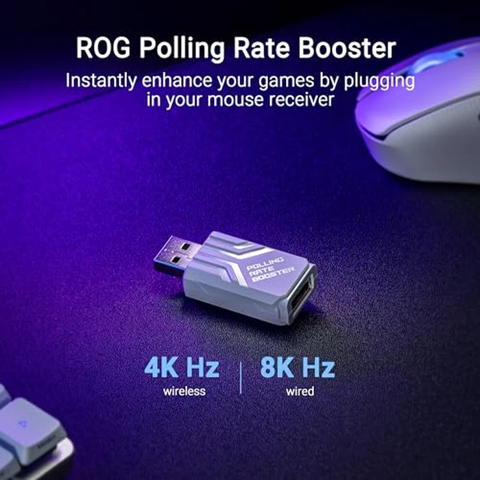 ASUS ROG Keris II Ace Wireless Gaming Mouse - Right-Handed Ergonomic, 54g, Tri-Mode Connectivity, 42K DPI, up to 107Hr Battery, PC/Mac Support - White by ASUS - Image 3