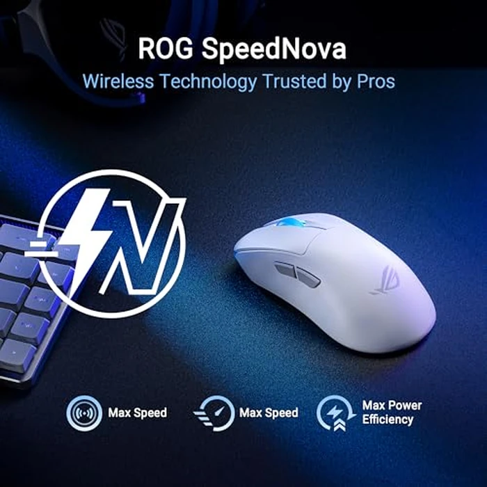 ASUS ROG Keris II Ace Wireless Gaming Mouse - Right-Handed Ergonomic, 54g, Tri-Mode Connectivity, 42K DPI, up to 107Hr Battery, PC/Mac Support - White by ASUS - Image 6