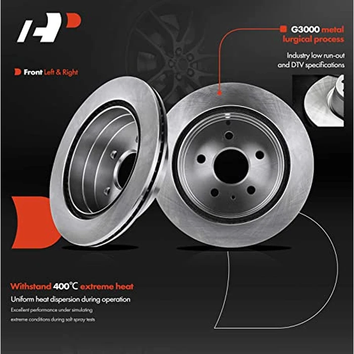 A-Premium 11.93 inch (303mm) Rear Vented Disc Brake Rotors + Ceramic Pads Kit Compatible with Select Chevy and GMC Models - Equinox/Terrain 2010 2011 2012 2013 2014 2015 2016 2017, 6-PC Set by A-Premium - Image 5