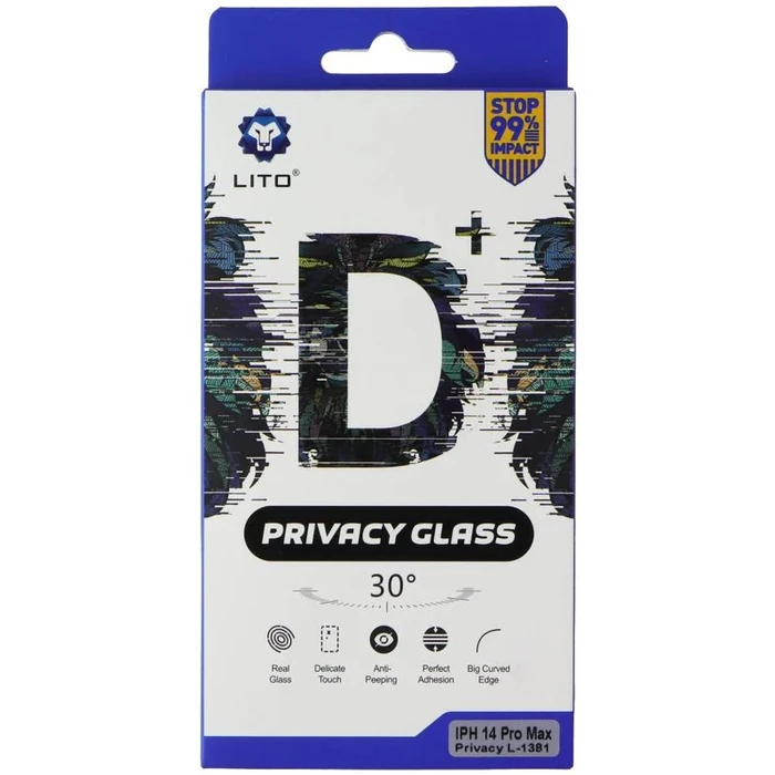 LITO D+ Privacy Glass Screen Protector for iPhone 14 Pro Max (2 Pack) - Privacy by LITO - Image 1