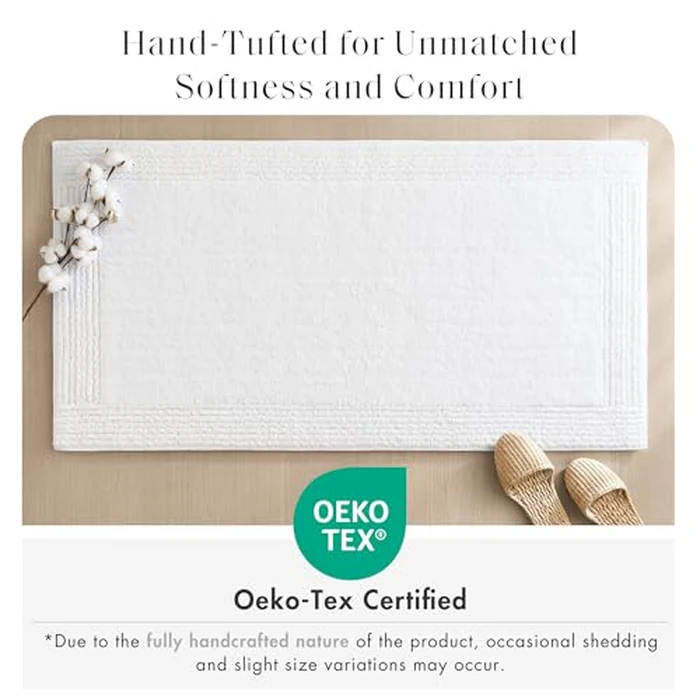 Madison Park Splendor Reversible 100% Cotton Tufted Bathroom Rug-3000 GSM Hotel Quality Luxurious Plush Medium Pile Bath Mat Absorbent, Quick Dry, Shower Room Décor, 24x44 White by Madison Park - Image 4