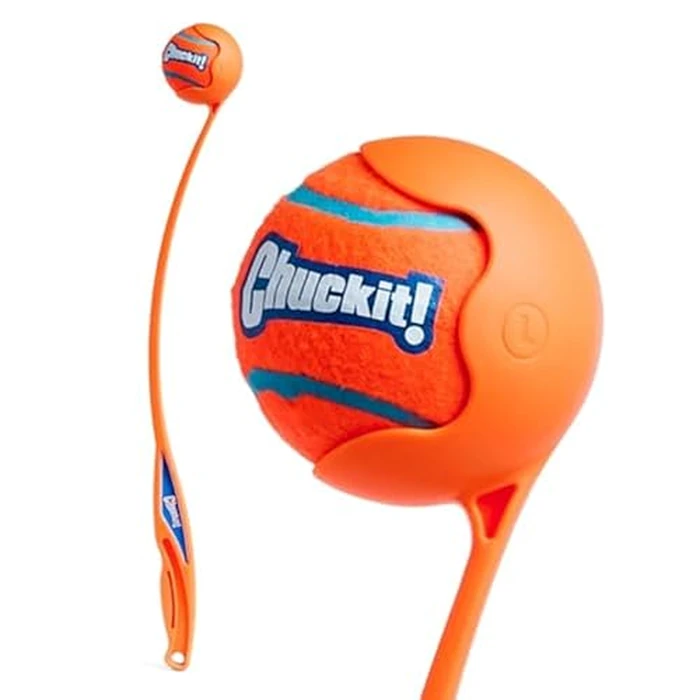 Chuckit! Sport 26L Dog Ball Launcher - Includes a 3-inch Diameter Large Ball for Dogs 60-100 Pounds - Manual Thrower for Dog Balls With a Slim Ergonomic Handle - 26-inch Length by Chuckit! - Used - Like New condition