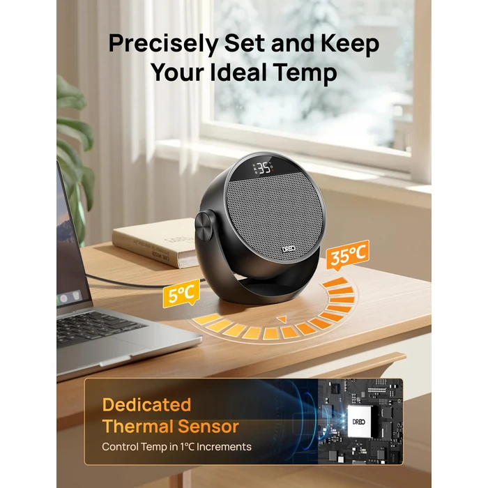 DREO Space Heater 1500W, 60 degrees Adjustable Tilt, 10.5ft/s Portable Electric Heaters for Indoor Use with Thermostat, 8 Safety Protections, 3 Modes, Remote, Quiet Desk Heater for Bedroom, Office, Black by DREO - Image 6
