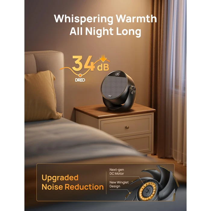DREO Space Heater 1500W, 60 degrees Adjustable Tilt, 10.5ft/s Portable Electric Heaters for Indoor Use with Thermostat, 8 Safety Protections, 3 Modes, Remote, Quiet Desk Heater for Bedroom, Office, Black by DREO - Image 7