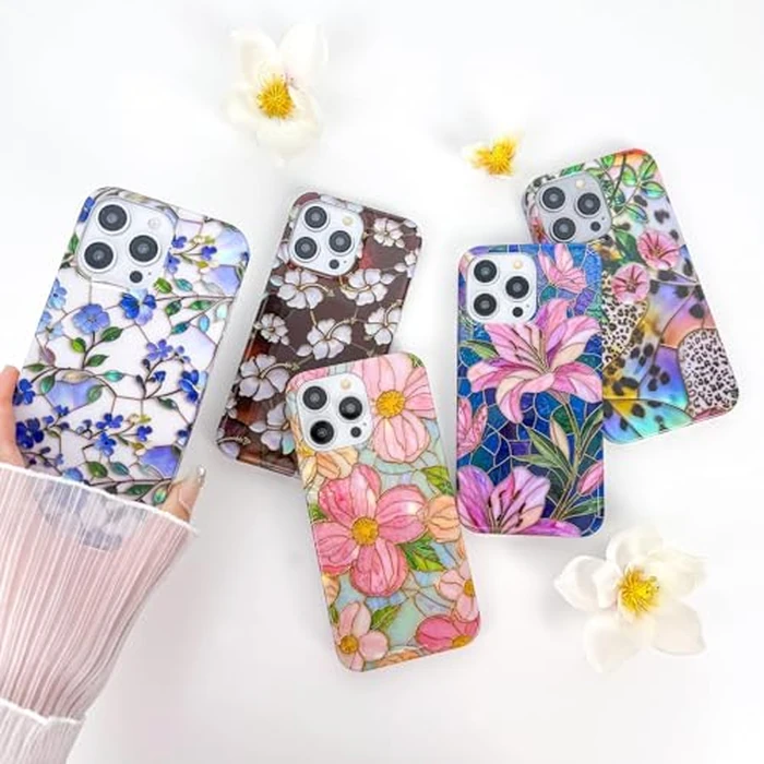 L-FADNUT for iPhone 15 Pro Case [Compatible with MagSafe] with Chic Floral Design, Cute Aesthetic Flower Magnetic Phone Cover for Women Girls,Stylish Protective Case for iPhone 15 Pro,Blue by L-FADNUT - Image 9