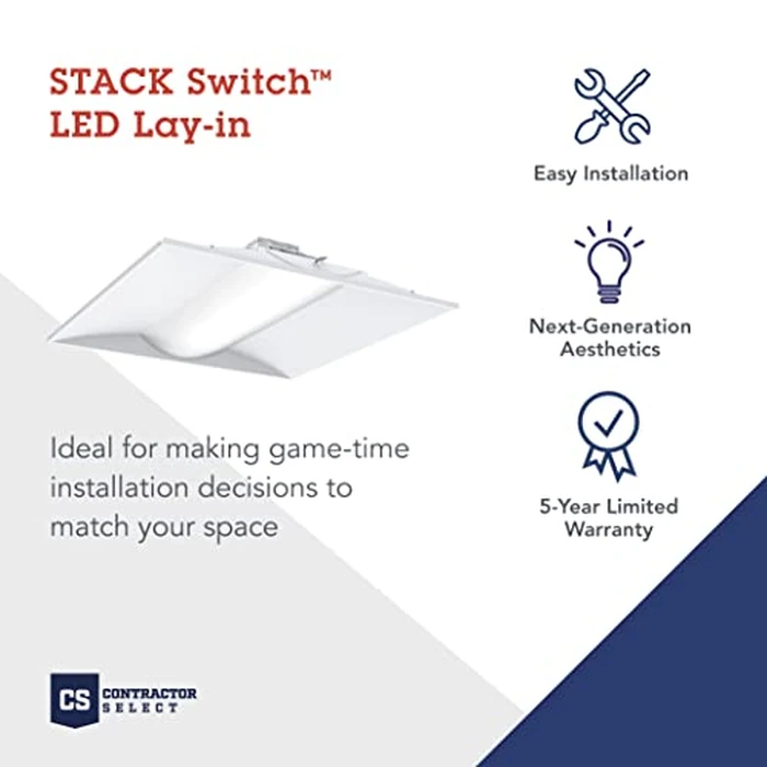 Lithonia Lighting 2x4 LED Troffer Light, Stack Switch LED Drop In Ceiling Light for Dropped Ceiling, 4000/5000/6000 Adjustable Lumens, 3500K/4000K/5000K Switchable Color Temperature, White by Lithonia Lighting - Image 2