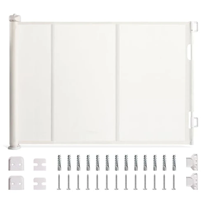 IDEA CASA Retractable Baby Gate for Stairs 33.8"x118" - Dog Gate & Barrier Indoor Stairs Baby Gate - Extra Wide Pet Gate for Indoor Child Safety Gate Drilling Required by IDEA CASA - Used - Like New condition