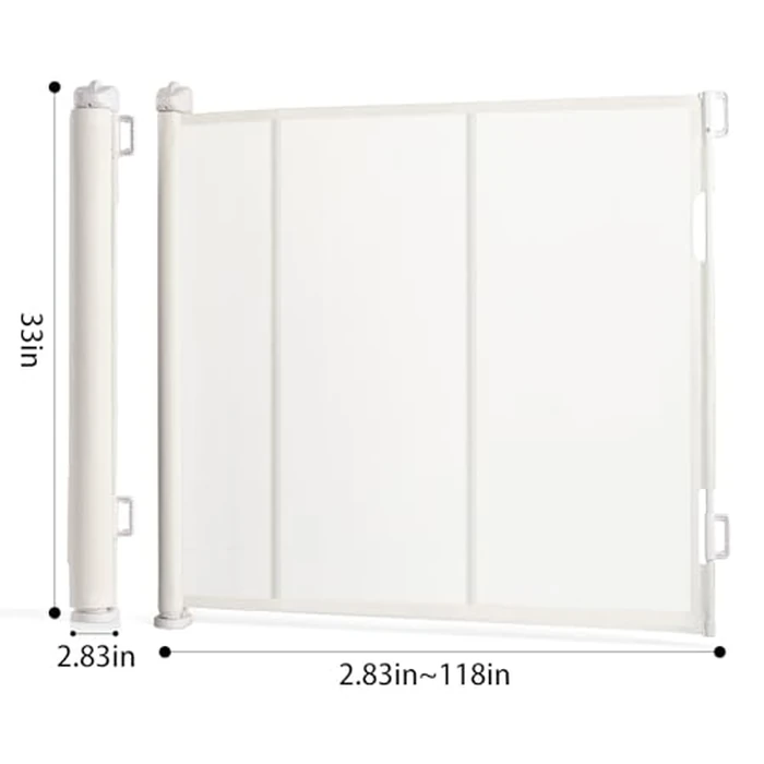 IDEA CASA Retractable Baby Gate for Stairs 33.8"x118" - Dog Gate & Barrier Indoor Stairs Baby Gate - Extra Wide Pet Gate for Indoor Child Safety Gate Drilling Required by IDEA CASA - Image 2