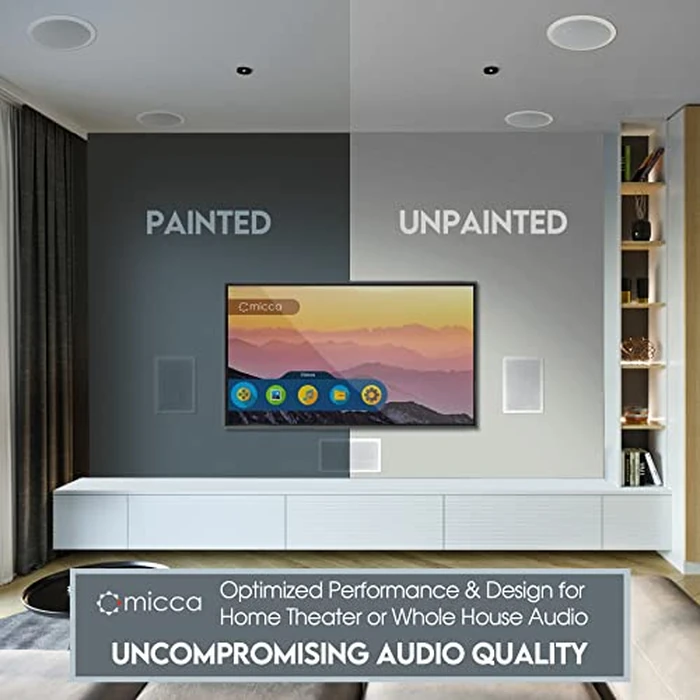 Micca M-6C 2-Way in-Ceiling Round Speaker, 7.6" Cutout Diameter, Whole House Audio, Home Theater, Indoor or Covered Outdoor, 6.5" Woofer, 1" Tweeter, White, Paintable, Each by Micca - Image 4