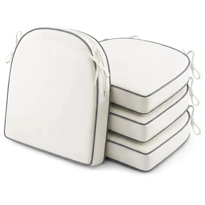 AMCATON 4 Pack 17x16 INCH D-Shaped Outdoor Seat Cushions - Heavy Duty Foam Patio Chair Pads for Lawn, Garden, Camping - All Weather Furniture Covers (Cream, 17 INCH x 16 INCH) by AMCATON - Used - Like New condition