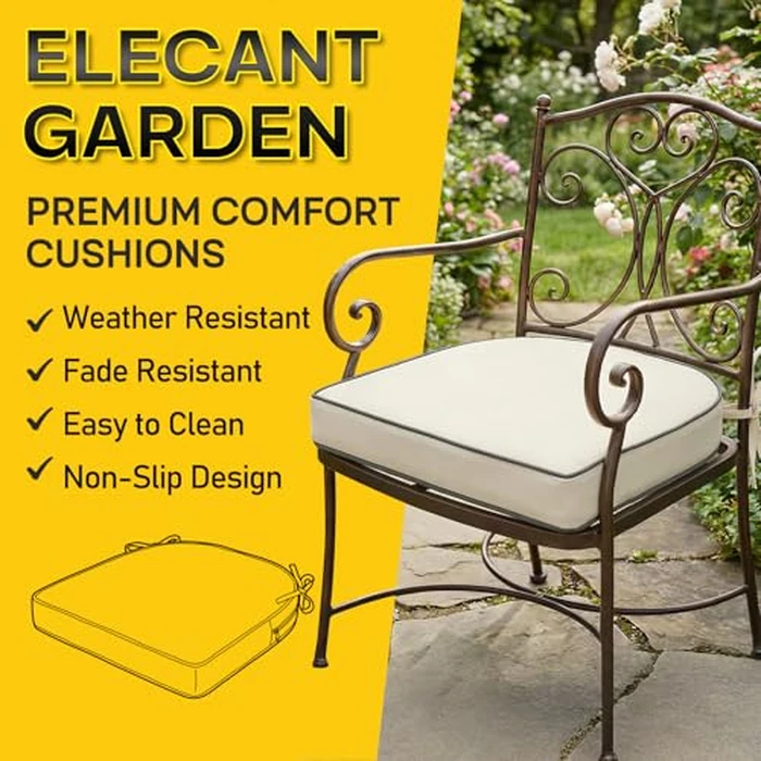 AMCATON 4 Pack 17x16 INCH D-Shaped Outdoor Seat Cushions - Heavy Duty Foam Patio Chair Pads for Lawn, Garden, Camping - All Weather Furniture Covers (Cream, 17 INCH x 16 INCH) by AMCATON - Image 2