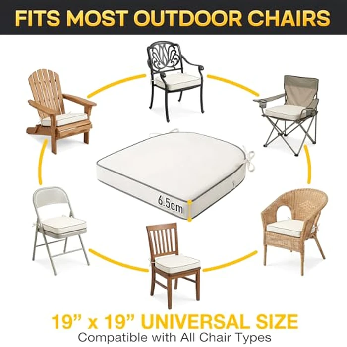 AMCATON 4 Pack 17x16 INCH D-Shaped Outdoor Seat Cushions - Heavy Duty Foam Patio Chair Pads for Lawn, Garden, Camping - All Weather Furniture Covers (Cream, 17 INCH x 16 INCH) by AMCATON - Image 4