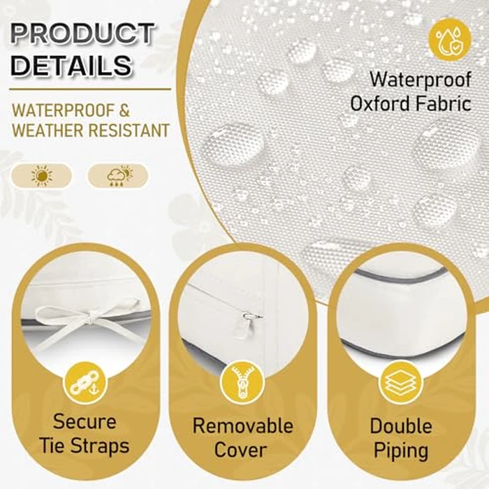 AMCATON 4 Pack 17x16 INCH D-Shaped Outdoor Seat Cushions - Heavy Duty Foam Patio Chair Pads for Lawn, Garden, Camping - All Weather Furniture Covers (Cream, 17 INCH x 16 INCH) by AMCATON - Image 5