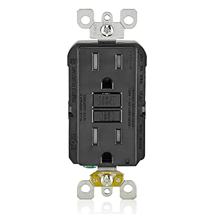 Leviton GFCI Outlet, 15 Amp, Self Test, Tamper-Resistant with LED Indicator Light, Protection from Electric Shock and Electrocution, GFTR1-E, Black by Leviton - Used - Like New condition