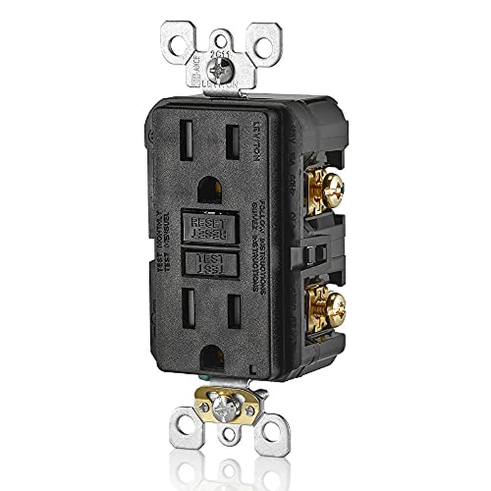 Leviton GFCI Outlet, 15 Amp, Self Test, Tamper-Resistant with LED Indicator Light, Protection from Electric Shock and Electrocution, GFTR1-E, Black by Leviton - Image 2