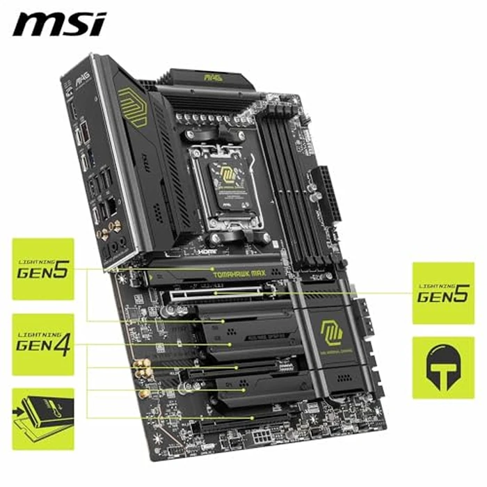 MSI MAG X870E Tomahawk WiFi Gaming Motherboard (AMD Ryzen 9000/8000/7000 Series Processors, AM5, DDR5, PCIe 4.0, M.2, SATA 6Gb/s, USB 3.2 Gen 2, HDMI/DP, Wi-Fi 6E, Bluetooth 5.3, 2.5Gbps LAN, ATX) by MSI - Image 6