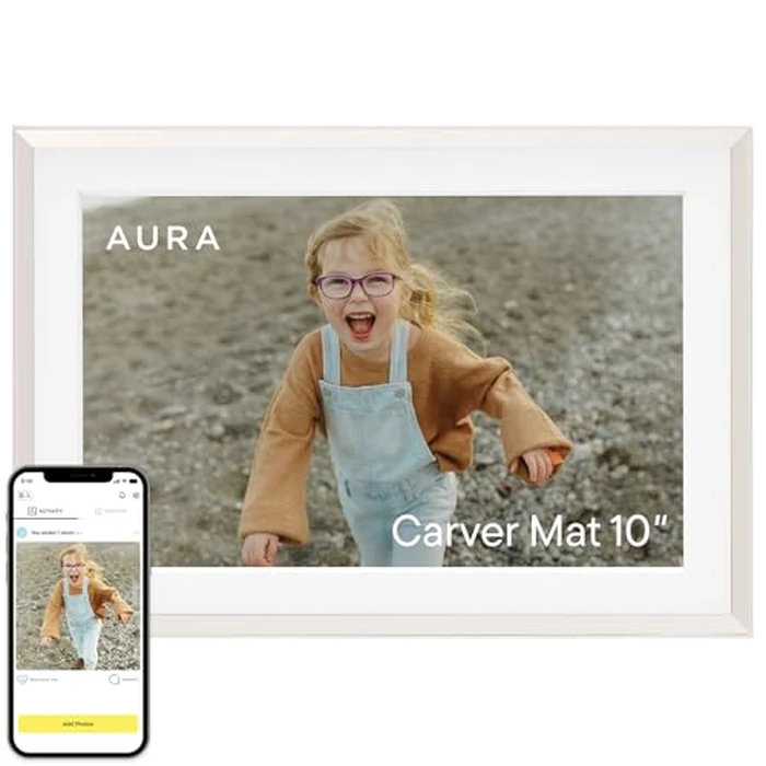Aura Carver 10.1" WiFi Digital Picture Frame | The Best Digital Frame for Gifting | Text Photos Directly to Your Frame from Anywhere | Free Unlimited Storage | No Subscription Fees, No Ads by AURA - Used - Like New condition - US$141.55