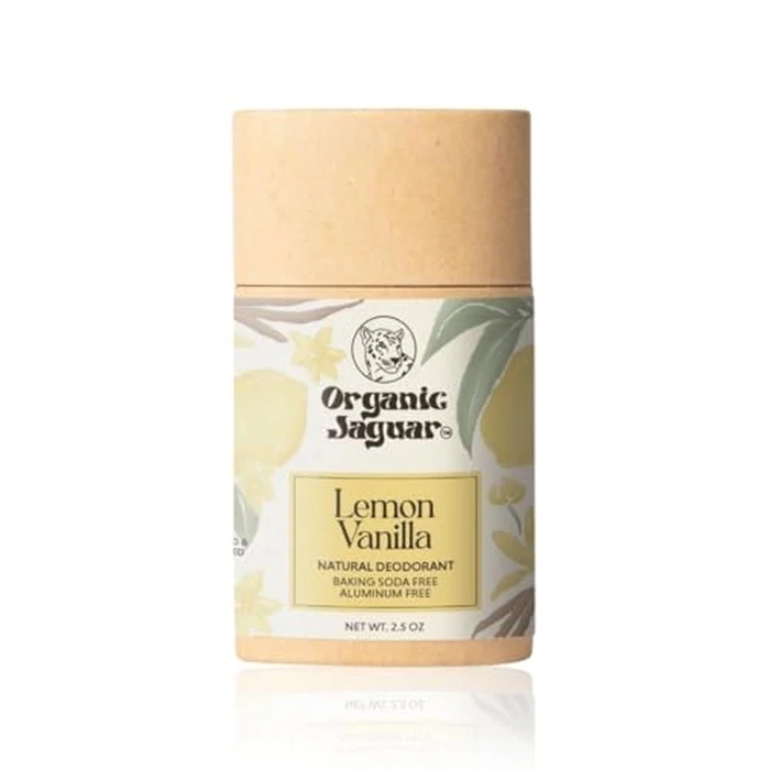 Organic Jaguar Aluminum Free Deodorant for Women and Men, 100% Natural Deodorant with Coconut Oil, Shea Butter, Baking Soda Free, Safe for Sensitive Skin, Long Lasting, Lemon Vanilla, 2 oz by Organic Jaguar - Image 1
