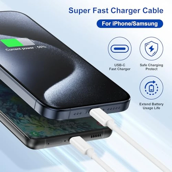 Susnwere 3Pack USB C to USB C Cable 6Ft for Apple iPhone 17 Air 16 15/Pro Max Charger Cord,60W 3.1A C to C Fast Charging Cables for MacBook Air, Mac Book Pro 2024 Samsung S25/24 and More by Susnwere - Image 4