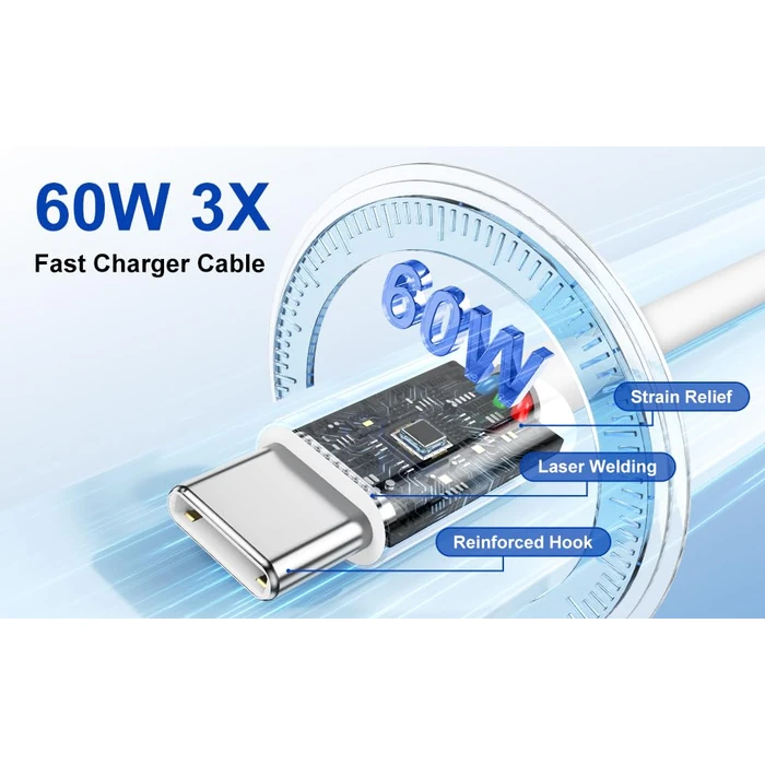 Susnwere 3Pack USB C to USB C Cable 6Ft for Apple iPhone 17 Air 16 15/Pro Max Charger Cord,60W 3.1A C to C Fast Charging Cables for MacBook Air, Mac Book Pro 2024 Samsung S25/24 and More by Susnwere - Image 6