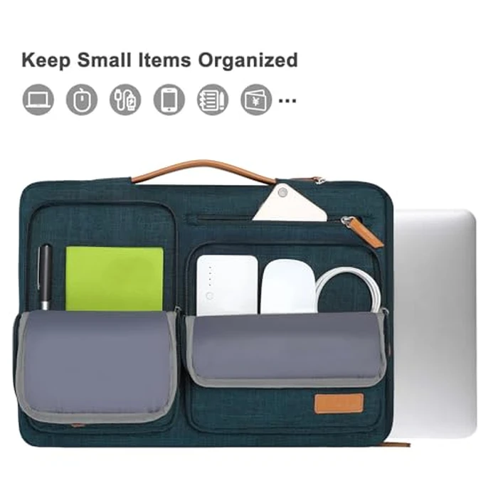MOSISO 360 Protective Laptop Case 15 inch, 15 inch Laptop Sleeve Compatible with MacBook Air M5 M4 M3 M2 2026-2023, Dell XPS Plus, Side Open Carrying Case with 4 Zipper Pockets&Handle,Teal Green by MOSISO - Image 2