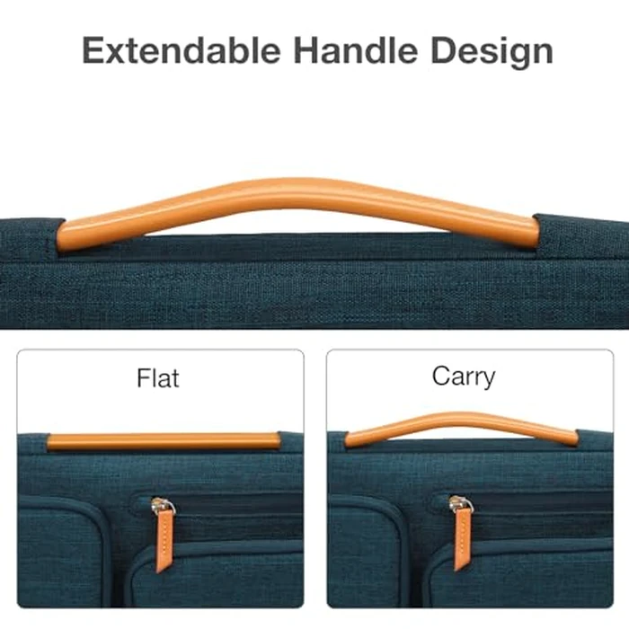 MOSISO 360 Protective Laptop Case 15 inch, 15 inch Laptop Sleeve Compatible with MacBook Air M5 M4 M3 M2 2026-2023, Dell XPS Plus, Side Open Carrying Case with 4 Zipper Pockets&Handle,Teal Green by MOSISO - Image 5