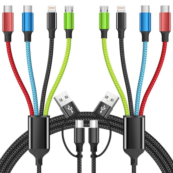 Firsting Travel Essentials 4 in 2 Multi Charging Cable, USB A/C Charging Cords with Dual Type-C, USB Cable Phone Charger Compatible with Most Cell Phones/Tablets and More (2Pack, 5FT) by Firsting - Used - Like New condition