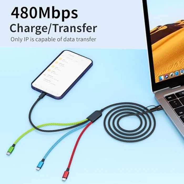 Firsting Travel Essentials 4 in 2 Multi Charging Cable, USB A/C Charging Cords with Dual Type-C, USB Cable Phone Charger Compatible with Most Cell Phones/Tablets and More (2Pack, 5FT) by Firsting - Image 5