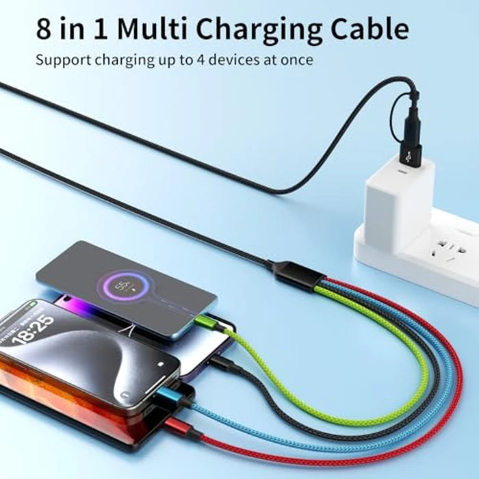 Firsting Travel Essentials 4 in 2 Multi Charging Cable, USB A/C Charging Cords with Dual Type-C, USB Cable Phone Charger Compatible with Most Cell Phones/Tablets and More (2Pack, 5FT) by Firsting - Image 9