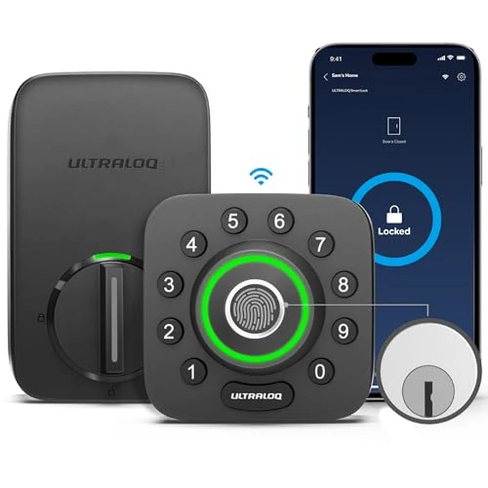 ULTRALOQ U-Bolt Pro WiFi Smart Lock with Door Sensor, 8-in-1 Keyless Entry Door Lock with Fingerprint ID, App Remote Control, Built-in WiFi Keypad Deadbolt, Auto Unlock, IP65 Waterproof, Easy Install by ULTRALOQ - Used - Like New condition