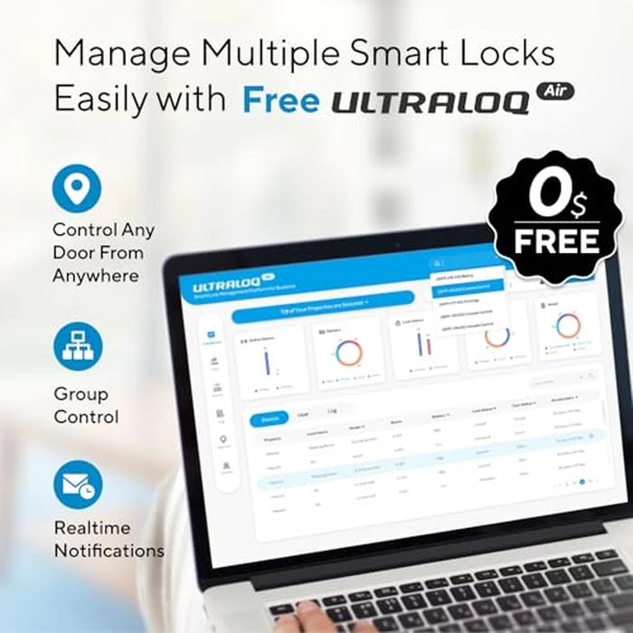 ULTRALOQ U-Bolt Pro WiFi Smart Lock with Door Sensor, 8-in-1 Keyless Entry Door Lock with Fingerprint ID, App Remote Control, Built-in WiFi Keypad Deadbolt, Auto Unlock, IP65 Waterproof, Easy Install by ULTRALOQ - Image 7