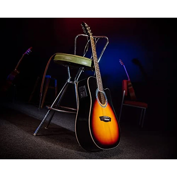 Washburn Vintage Series 6 String Acoustic-Electric Guitar, Right, Tobacco Sunburst (WA90CEVSB) by Washburn - Image 5