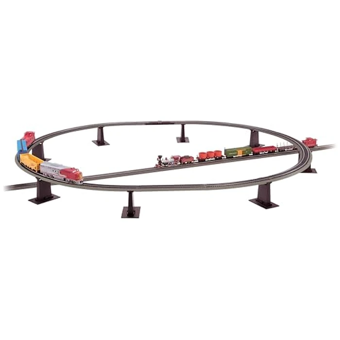 Bachmann Trains - Snap-Fit E-Z TRACK 8 PC. E-Z TRACK TALL PIER SET - NICKEL SILVER Rail With Grey Roadbed - N Scale by Bachmann - Used - Like New condition