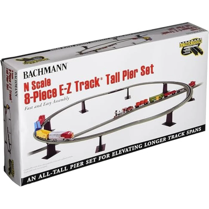 Bachmann Trains - Snap-Fit E-Z TRACK 8 PC. E-Z TRACK TALL PIER SET - NICKEL SILVER Rail With Grey Roadbed - N Scale by Bachmann - Image 3